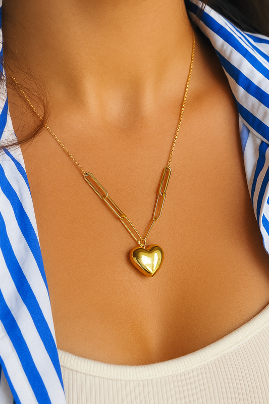 Golden Heart Charm with chain Necklace