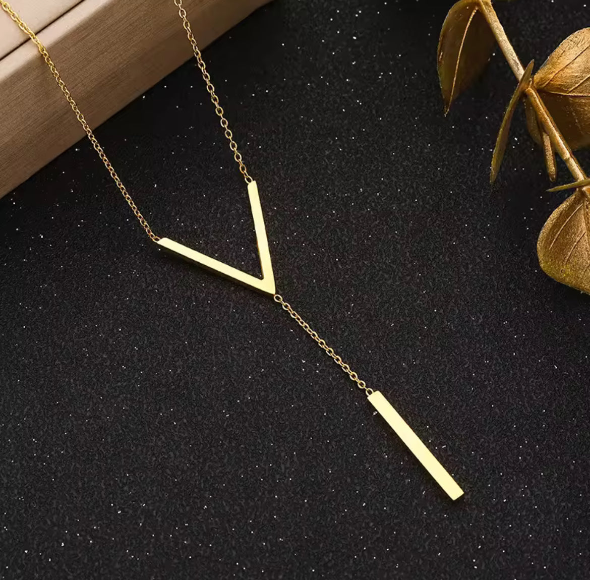 Elegant Gold-Plated V-Bar Y Necklace