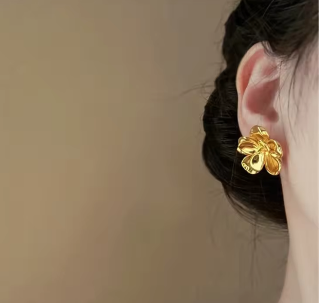 Bloom Gold-Plated Floral Stud Earrings