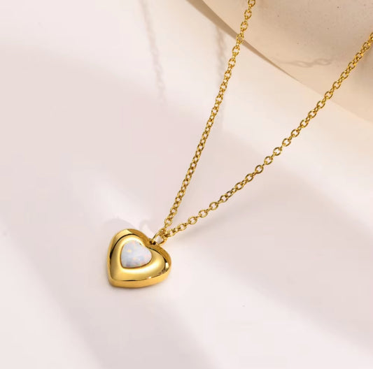 Golden Heart Crystal Pendant Necklace