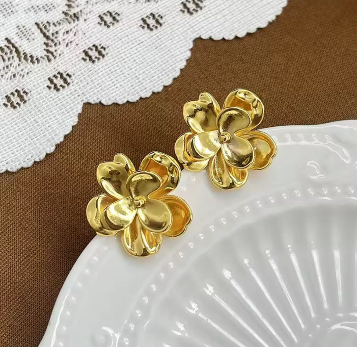 Bloom Gold-Plated Floral Stud Earrings