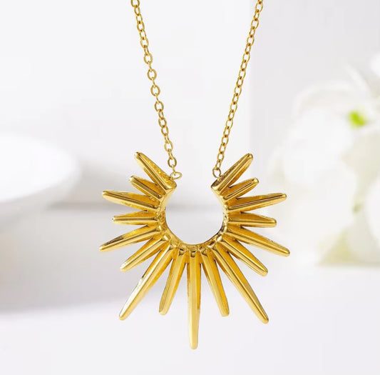 Bold Radiant Sunburst Statement Necklace – Gold Plated