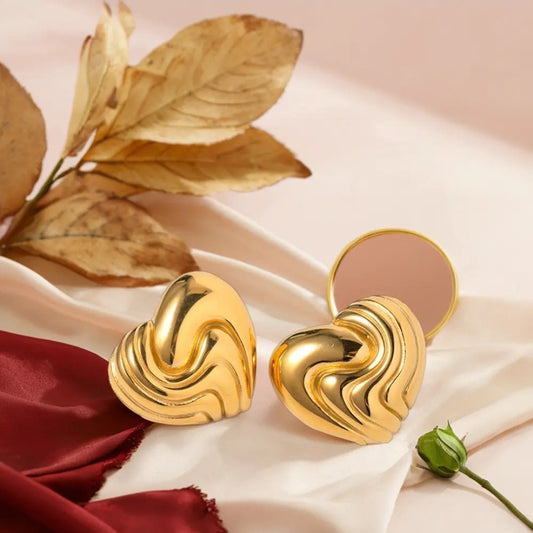 Golden Swirl Heart Earrings